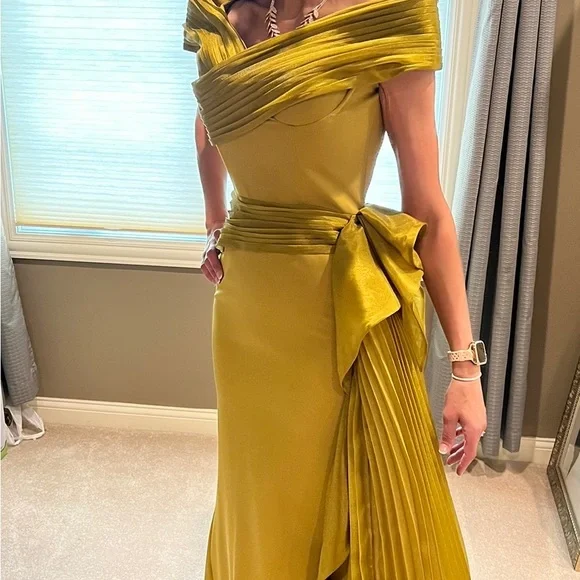 MNM Couture | Dresses | Fouad Sarkis Beautiful Elegant Olive Gown | Poshmark